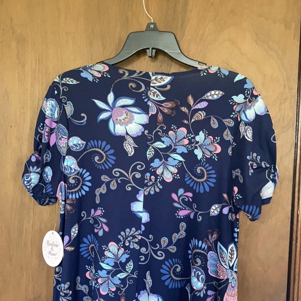 Harlow & Rose dress floral print pullover soft with stretch casual boho M - Picture 9 of 17